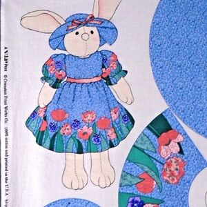 Bunny Sue: Fabric to make Flora Blue Bunny Plush Toy